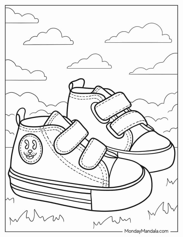 Shoe coloring pages free pdf printables in coloring pages color childrens shoes