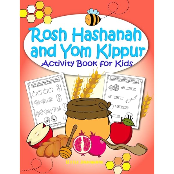Rosh hashanah and yom kippur activity book for kids coloring pages mazes wordsearch with religious jewish symbols shofar dreidels for children ages tishrei holiday with jewish toddler book jashanafar little