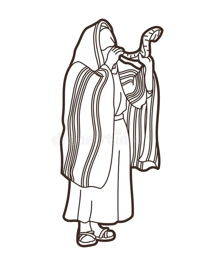 Jewish blowing the shofar horn cartoon graphic vector jewish blowing the shofar sponsored paid ad blowing â shofar bible coloring pages bible coloring