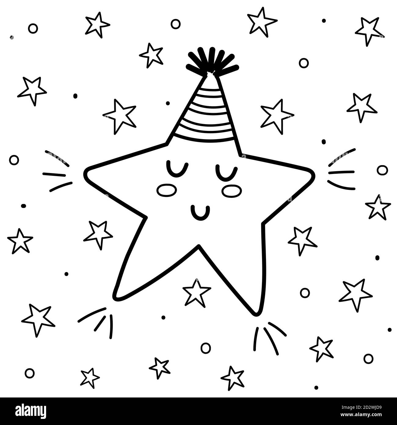 Sweet dreams coloring page with a cute sleeping star black and white fantasy background stock vector image art