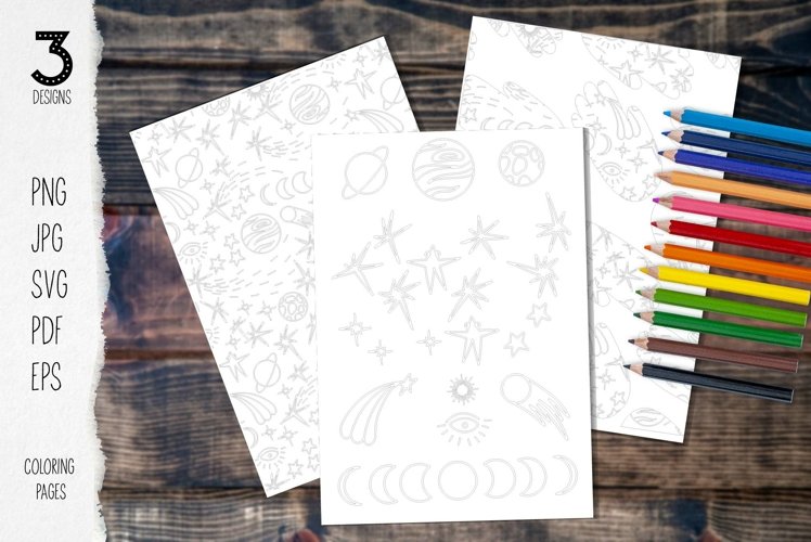 Space coloring pages designs comet shooting star plas