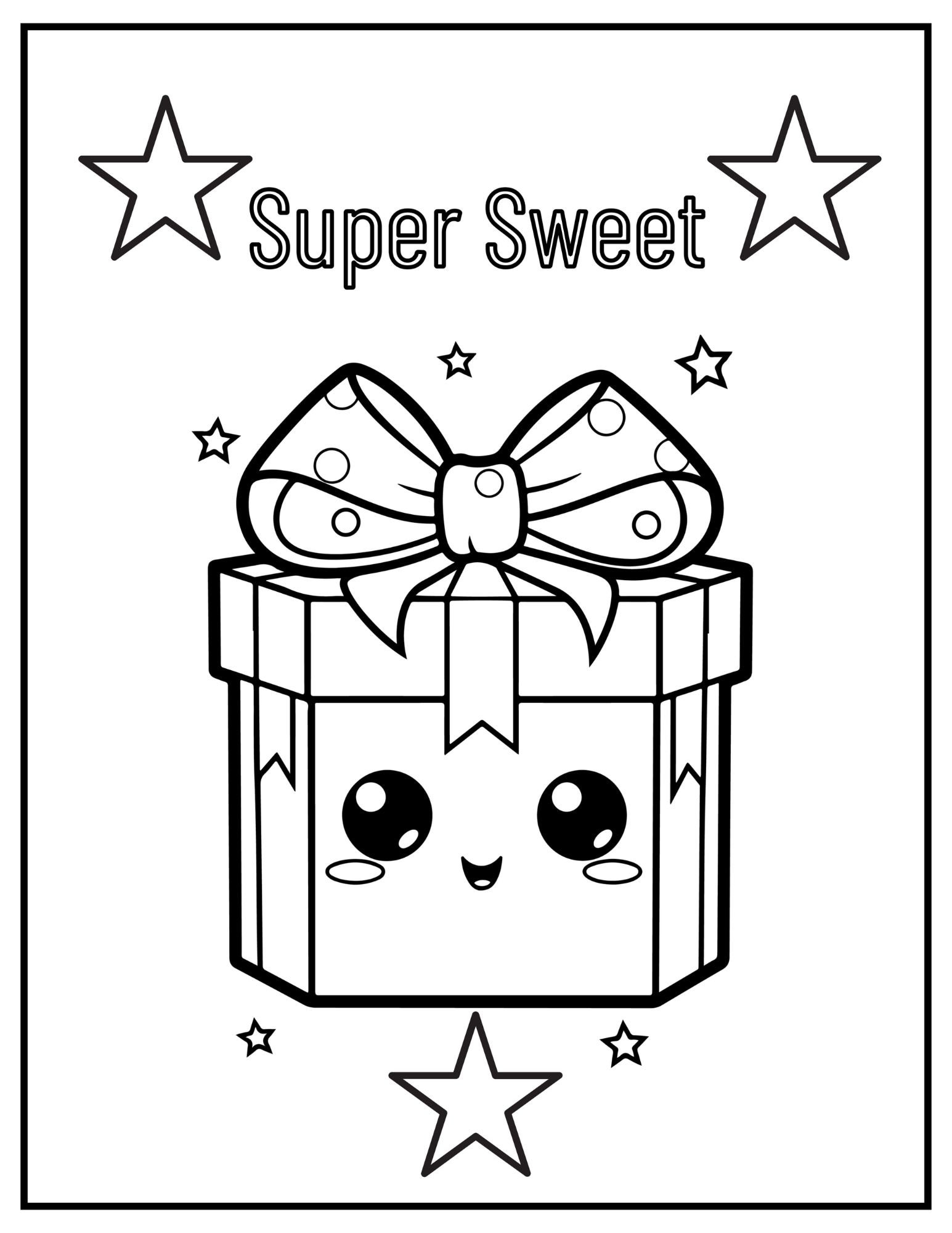 Kawaii christmas coloring pages