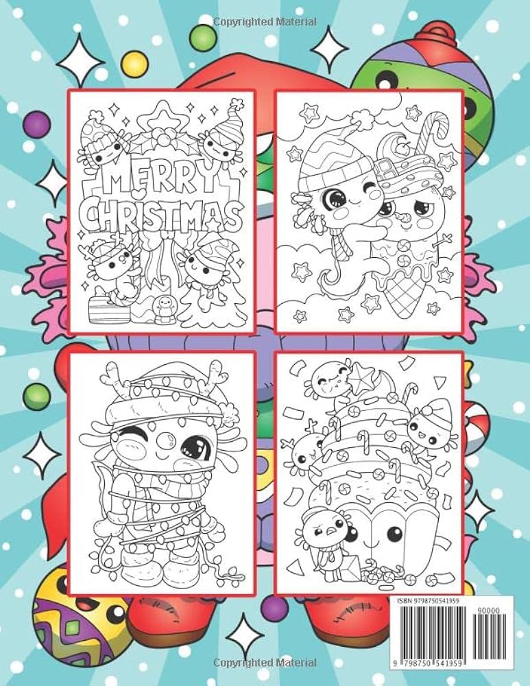 Christmas is alotl fun kawaii axolotl loring book christmas and winter holidays loring book with cute and funny kawaii axolotl salamander illustrations to lor for adults and kids caramel lored