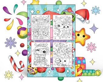 Axolotl kawaii christmas coloring book printable instant digital download pdf colorable pages with cute cool sweet fun salamanders download now