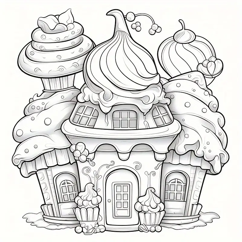 Doodle dessert themed coloring book halloween thanksgiving