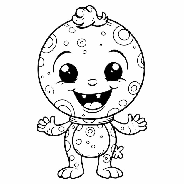 Premium vector cute baby monster for coloring book or coloring page for kids vector clipart