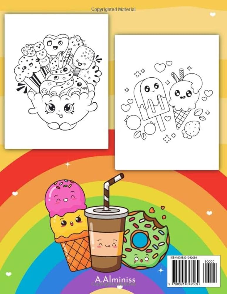 Kawaii food loring book fun easy and cute loring pages for all ageskawaii food and drink loring book for kids and adults alminiss a books