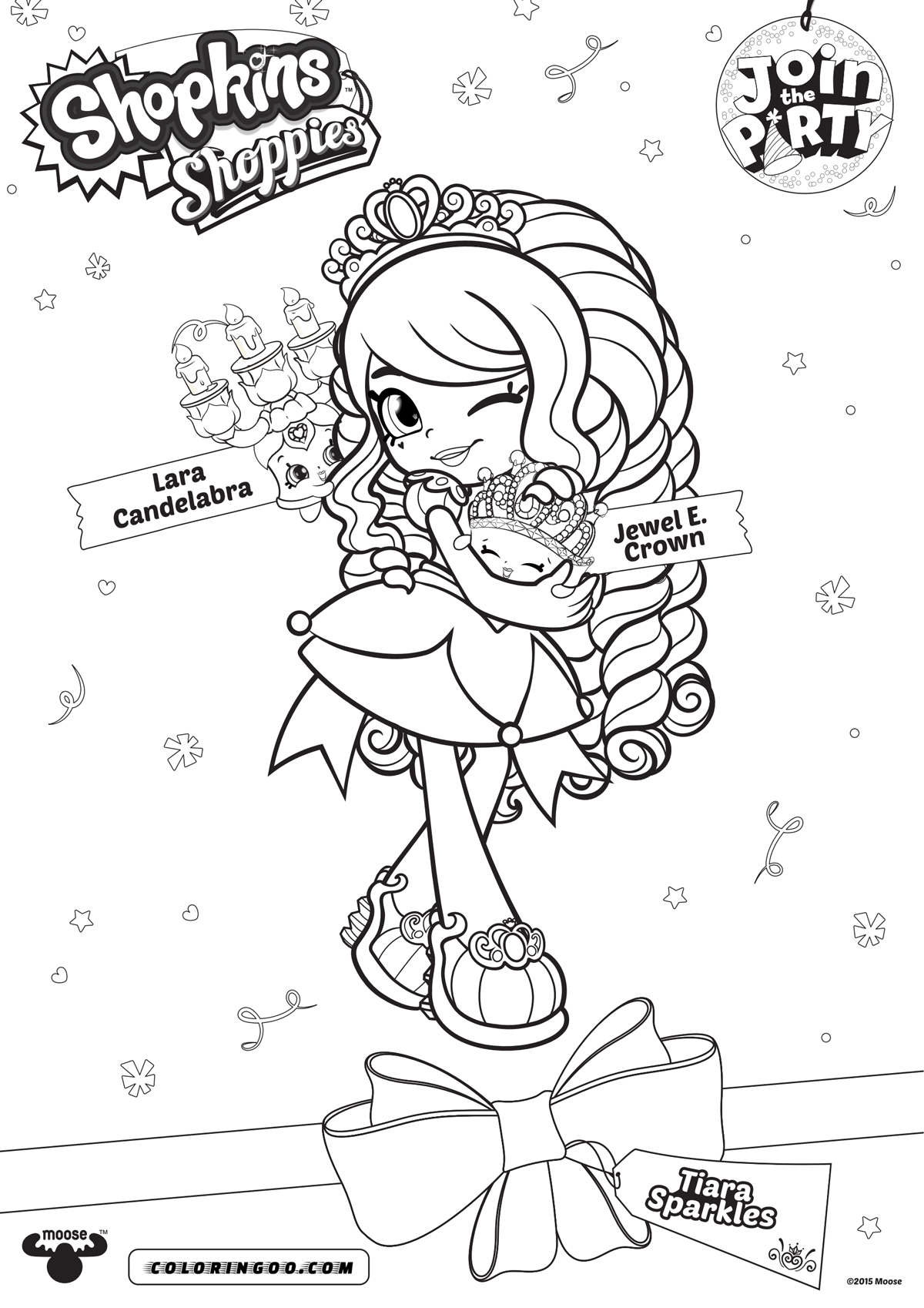 Shopkins shoppies tiara sparkles coloring pages
