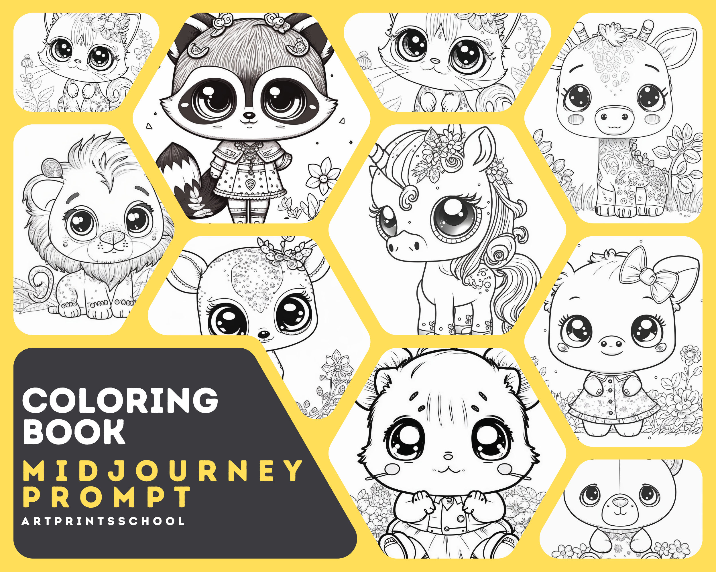 Professional midjourney animal coloring book prompt ai art midjourney ai art kids coloring book prompt digital art digital download