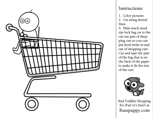 Â toddler shopping coloring page