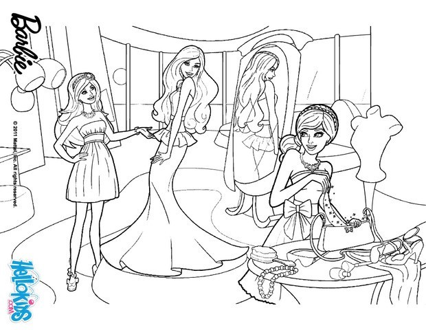 Barbie in the clothing store coloring pages