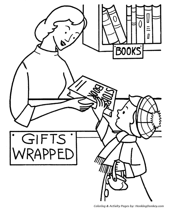 Christmas shopping coloring pages