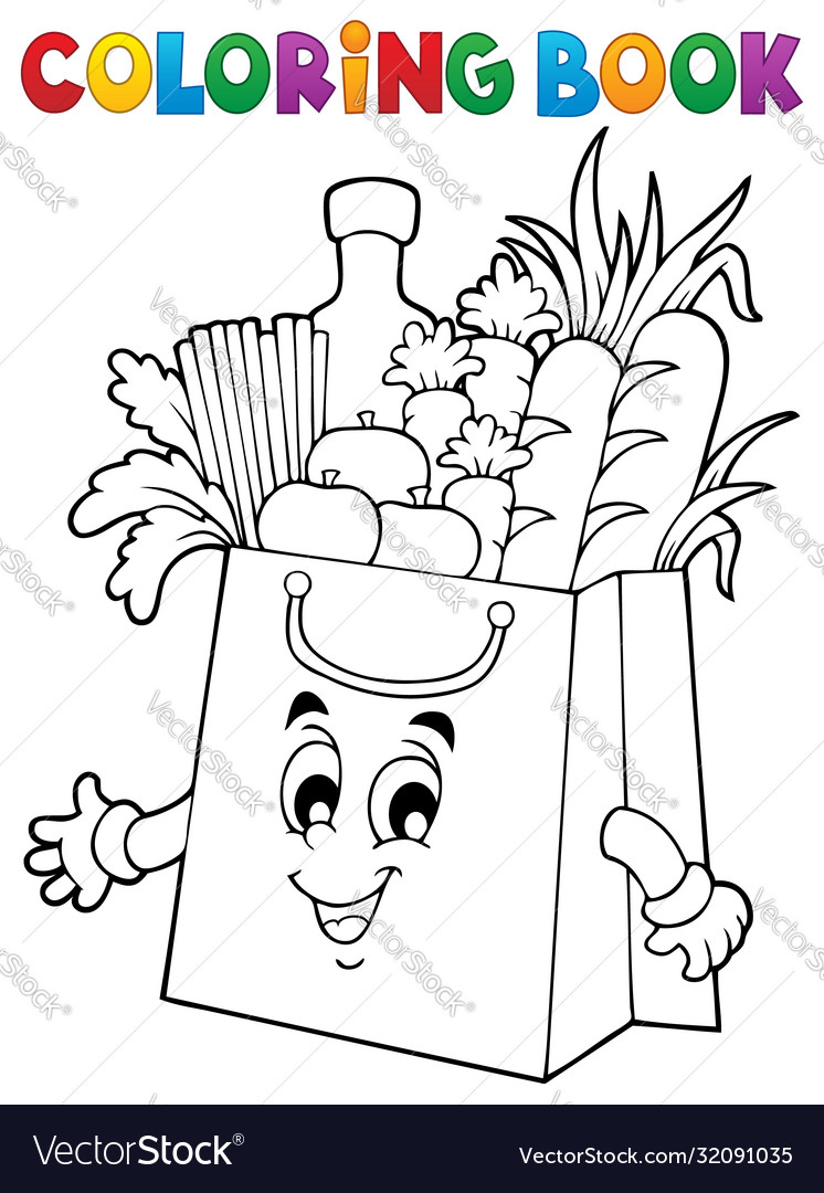 Coloring book shopping bag theme royalty free vector image