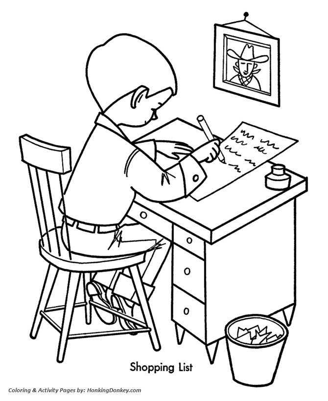 Christmas shopping coloring pages