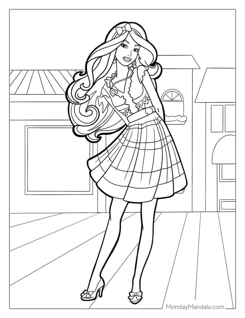 Barbie coloring pages free pdf printables