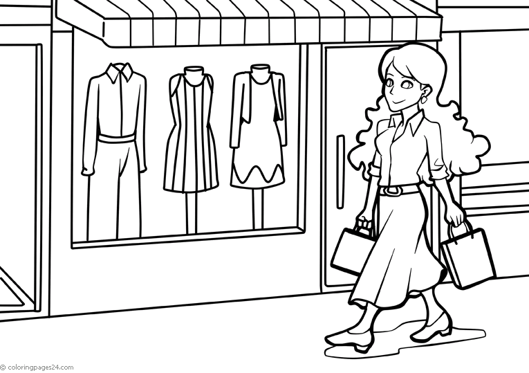 Shopping coloring pages