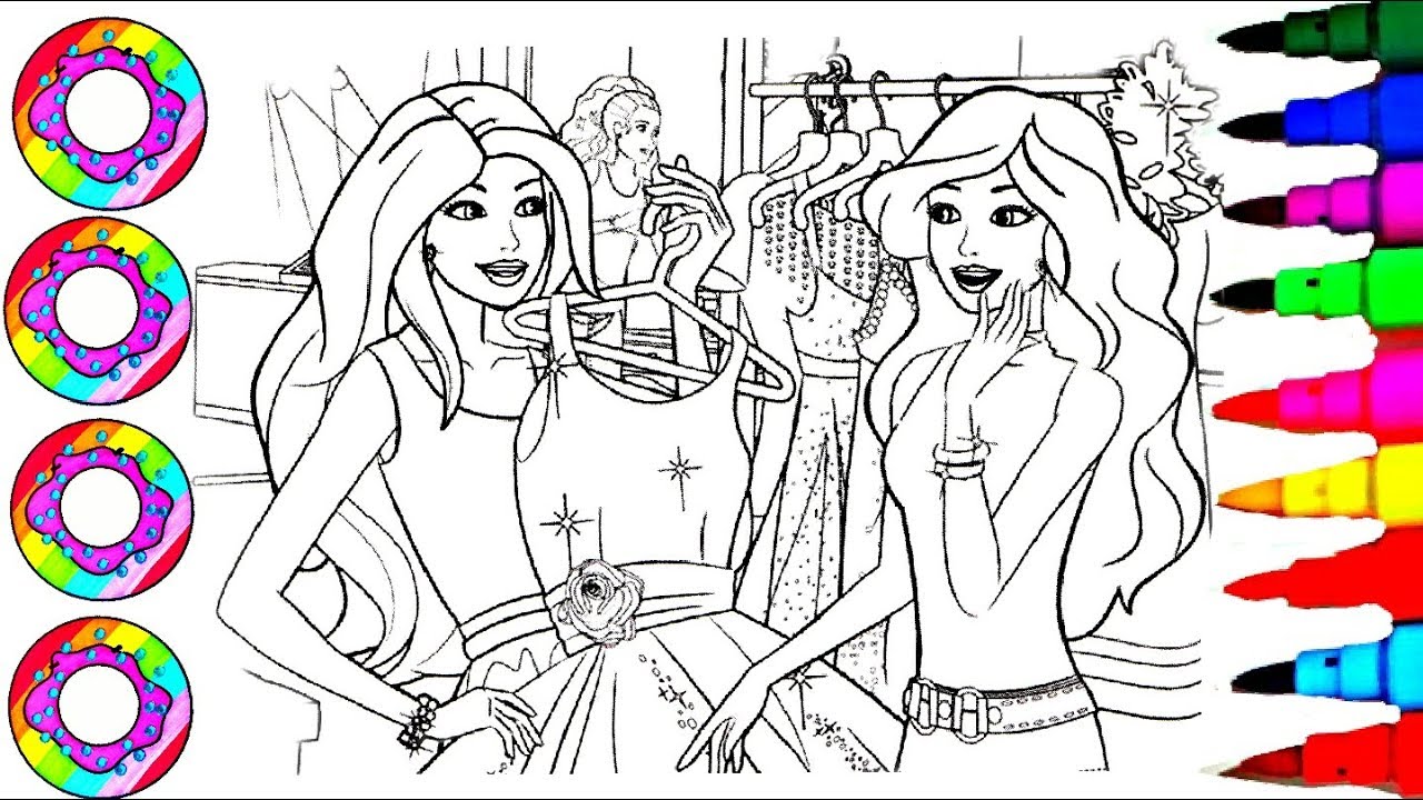 Colouring sheets coloring pages disneys barbie princess at the shopping all coloring pages l db