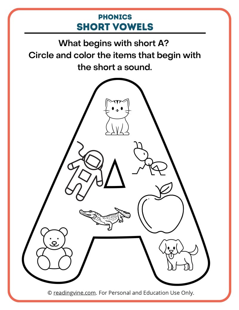 Short vowel worksheets