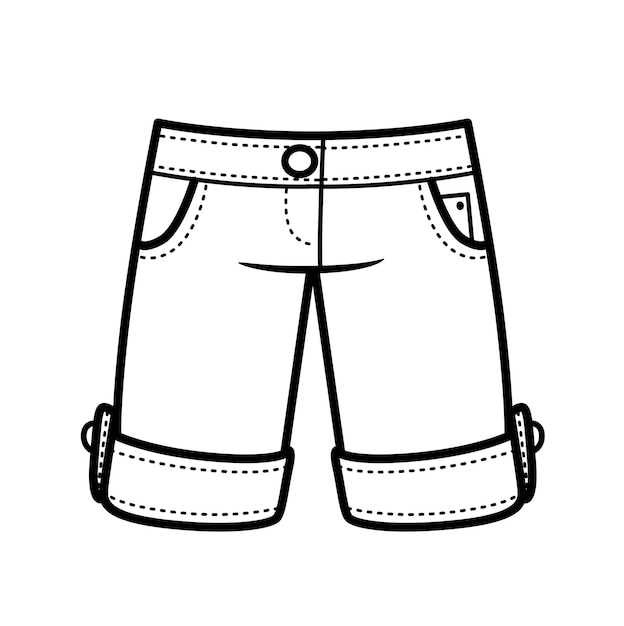 Premium vector denim shorts outline for coloring on a white background