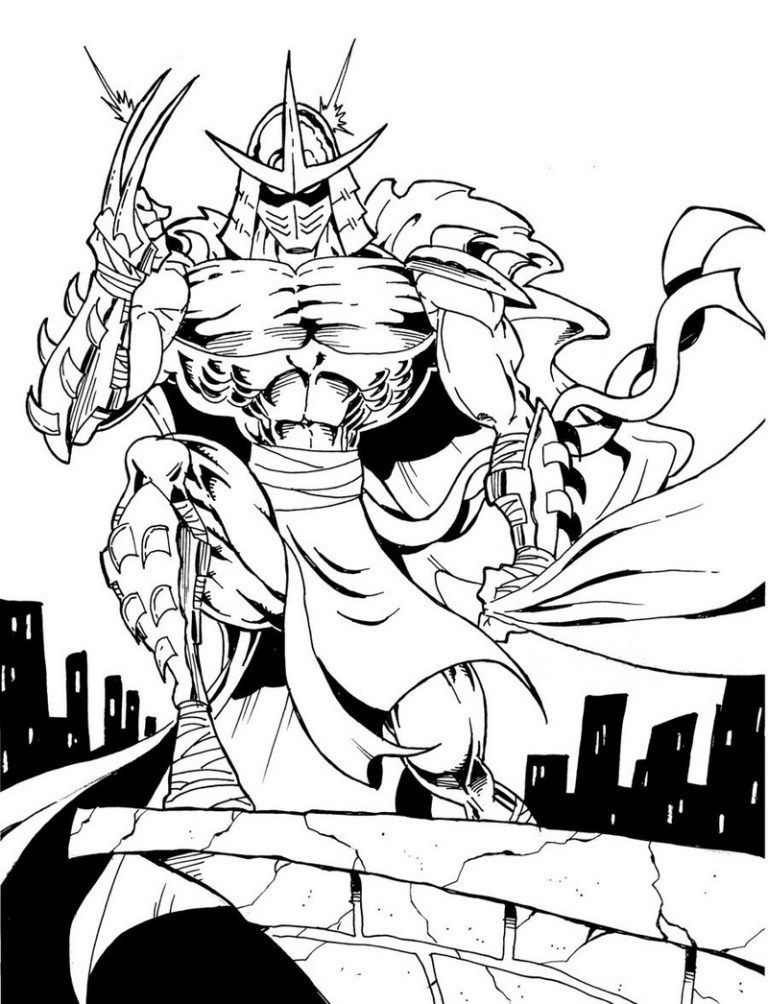 Shredder enemy from tmnt coloring and sketch drawing page coloring pages cartoon coloring pages printable coloring pages