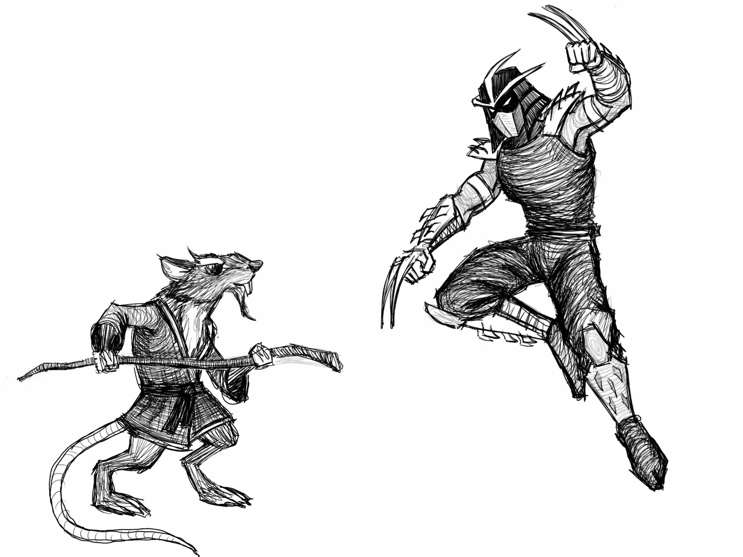 For all the years and thousands of times ive drawn the turtles havent drawn these two very much been on a shredder kick lately rtmnt