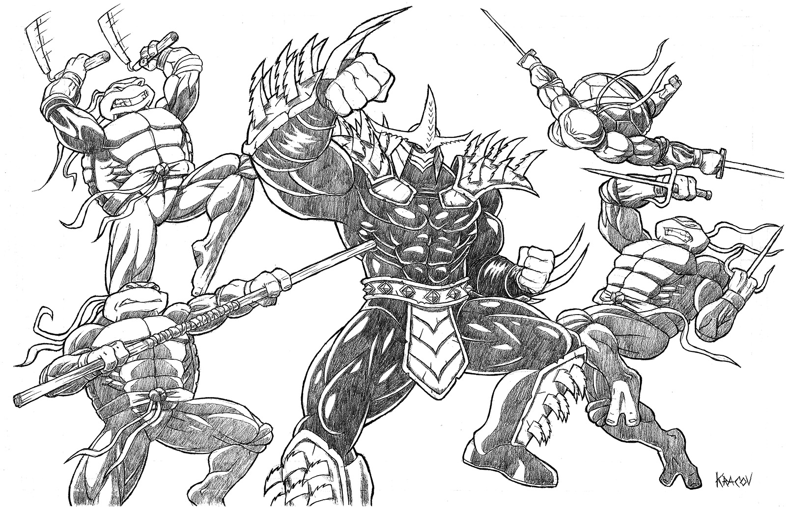 Turtles vs super shredder by kracov on