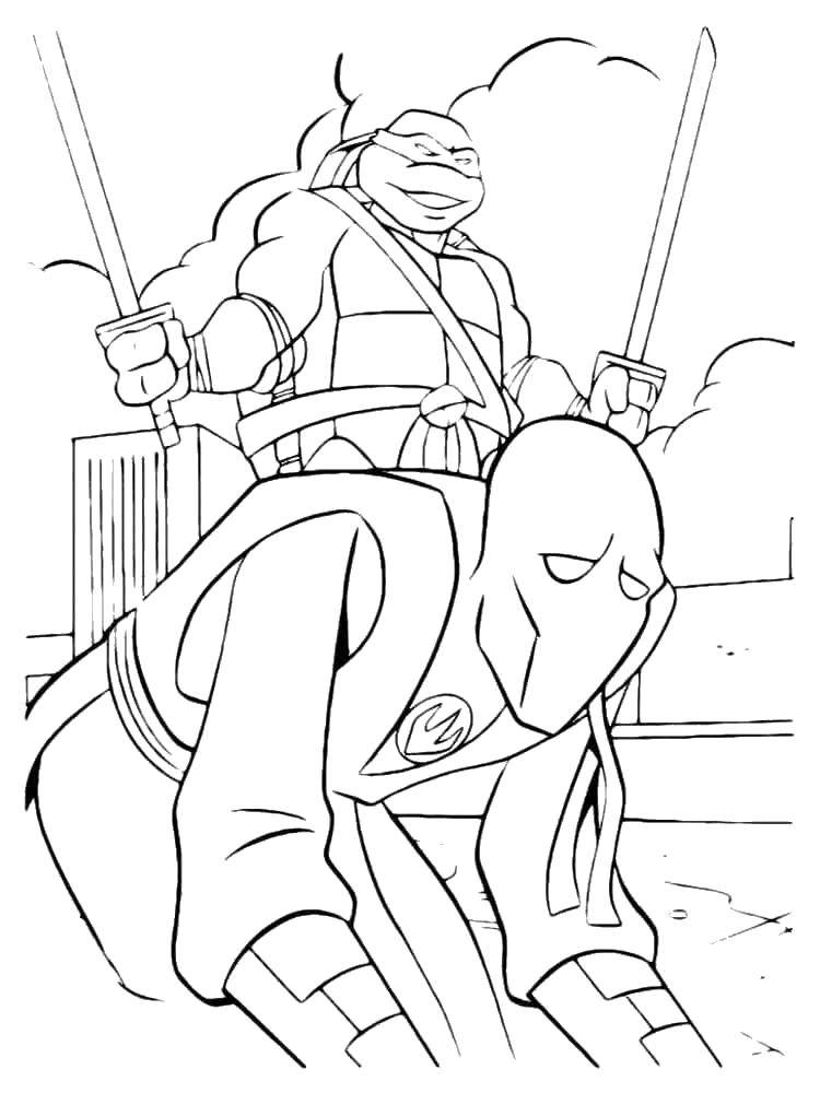 Online coloring pages ninja coloring leonardo defeated the shredder ninja teenage mutant ninja turtles