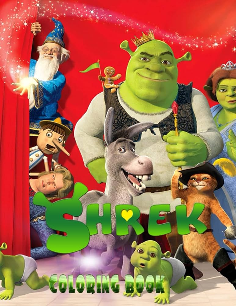 Shrek coloring book shrek colouring book giant pages lots of variety to the pictures lord farquaad fairy godmother donkey fiona prince charming dragon by snape roxie