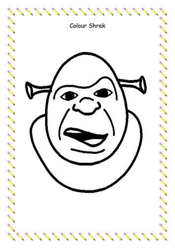 Shrek picture to colour teaching resources