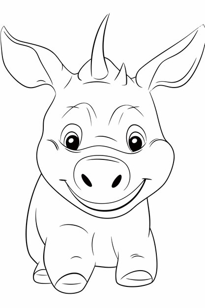 Premium vector vector black lines coloring page of rhino for kids