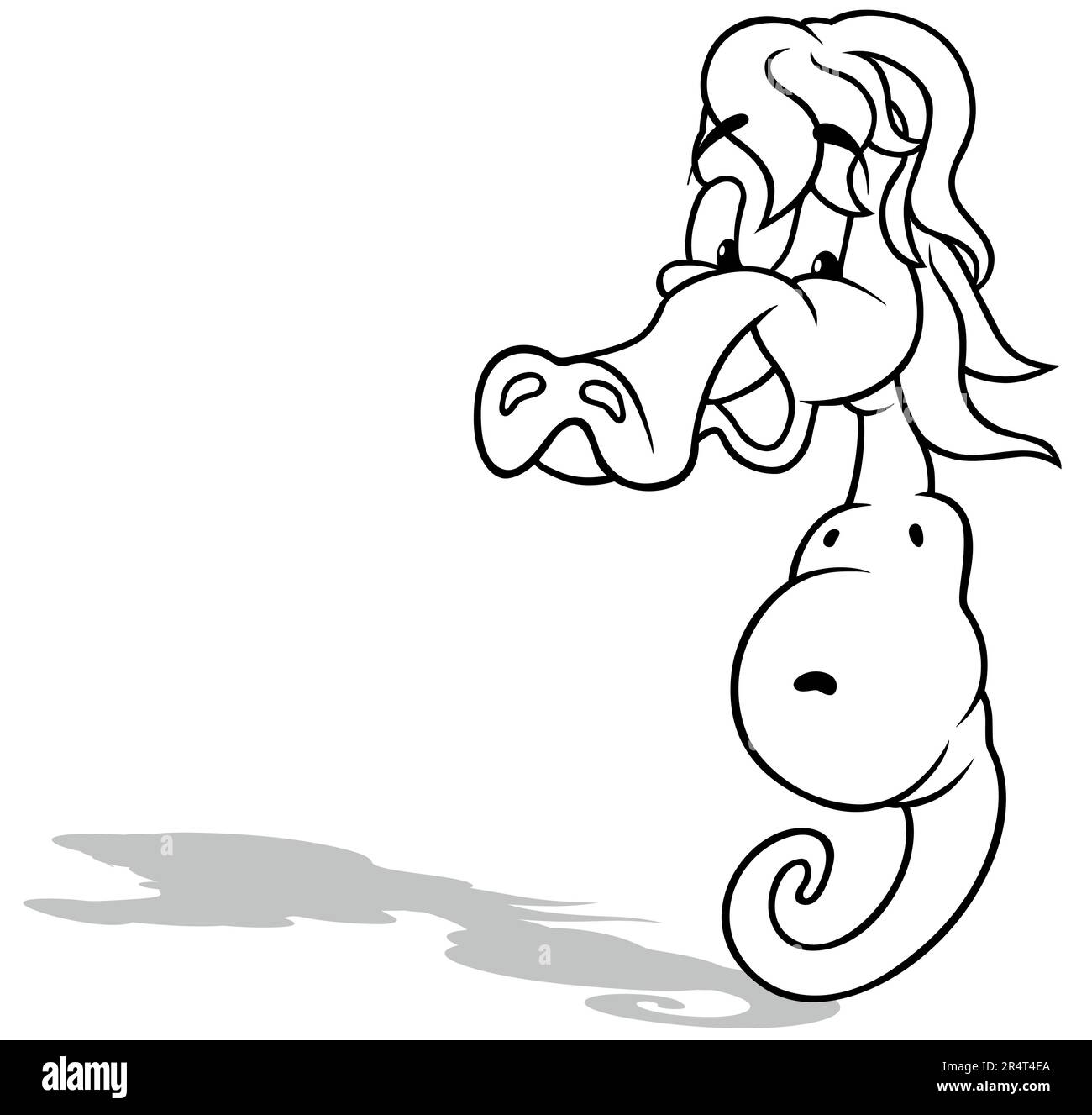 Drawing of a smiling sea horse stock vector image art