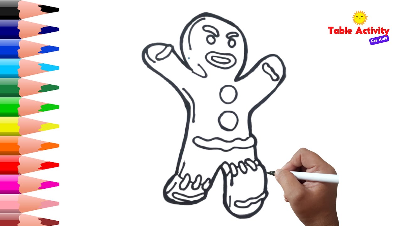 How to draw the gingerbread man from shrek easy drawing and coloring for kids