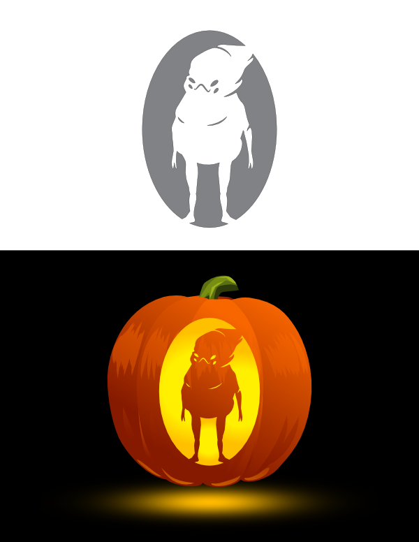 Printable fat alien pumpkin stencil