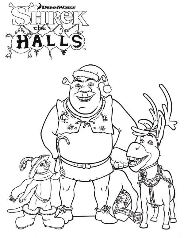Shrek and friends on christmas coloring page color luna christmas coloring pages shrek christmas colors