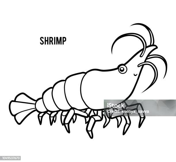 Coloring book for children shrimp stock illustration