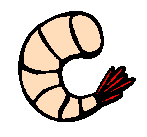 Colored page prawn painted by shark eat shrimp