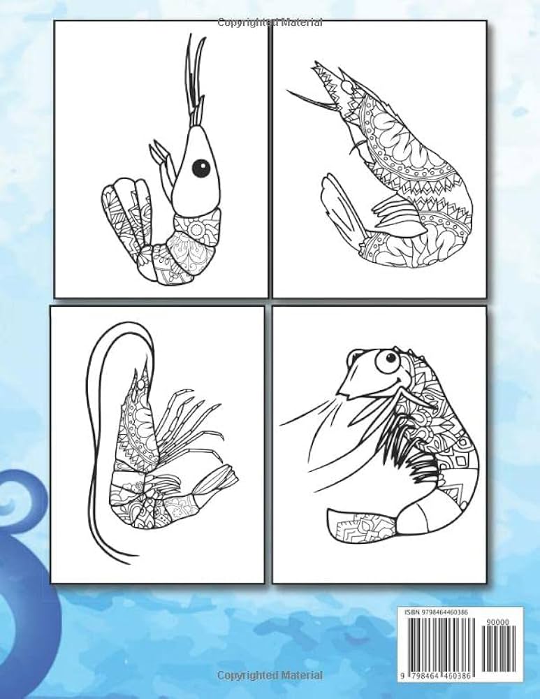 Shrimp coloring book for adults featuring fun gorgeous and unique stress relief relaxation shrimp coloring pages for adults taylor helen books