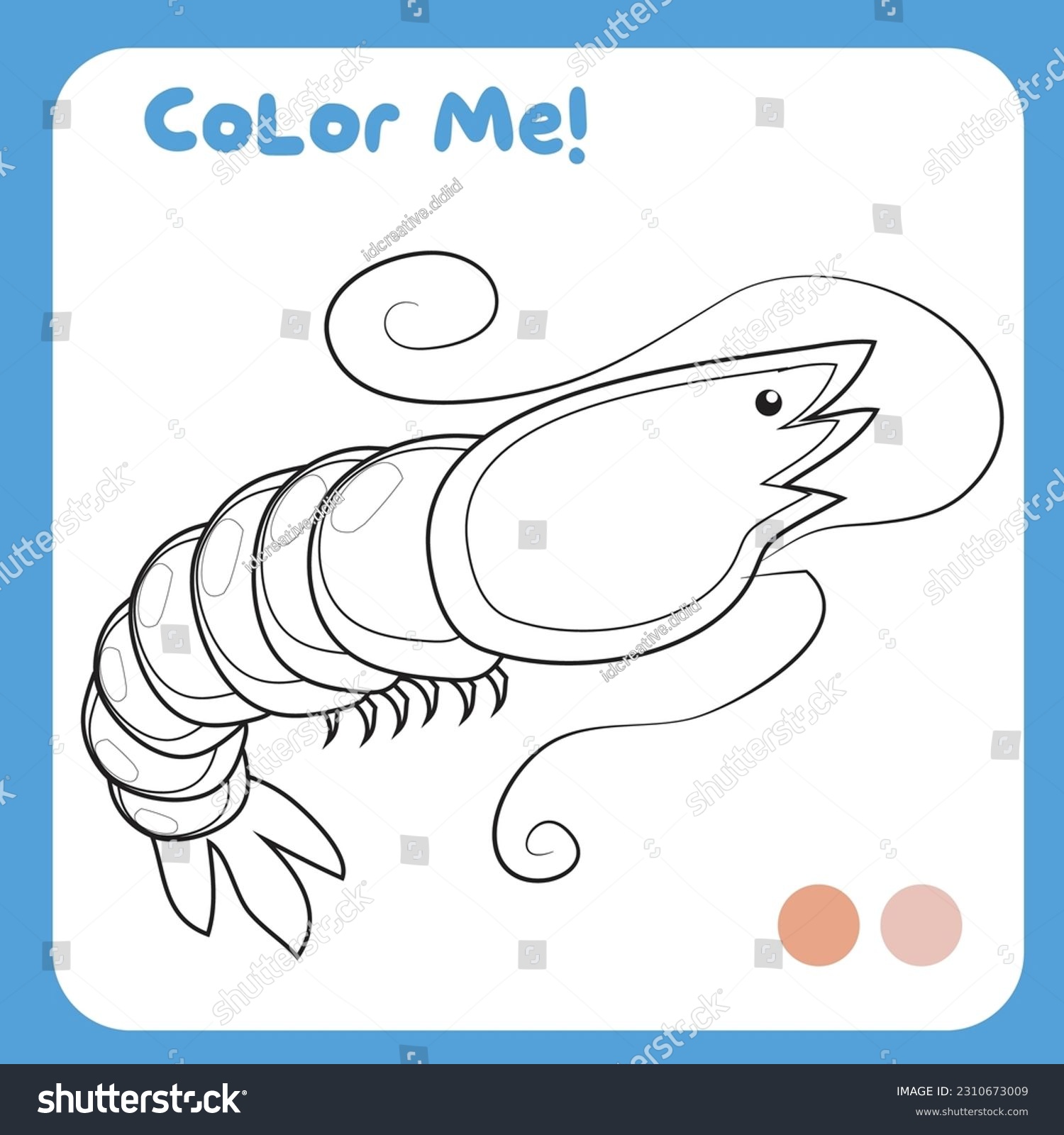 Coloring shrimp sea animal sea animals stock vector royalty free
