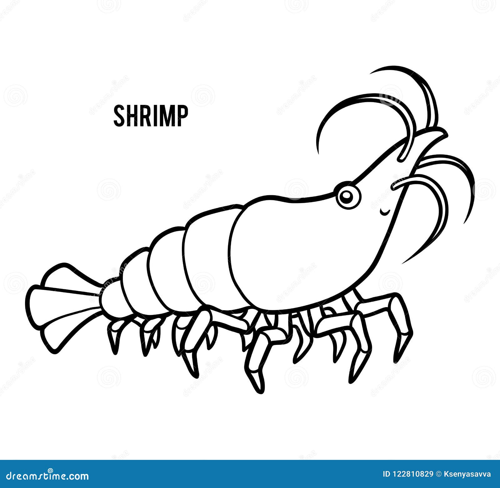 Coloring book for children shrimp stock vector