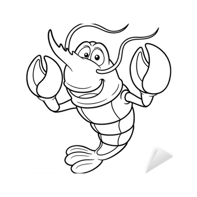Sticker illustration of cartoon shrimp