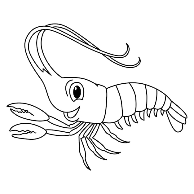 Premium vector cute shrimp cartoon coloring page illustration vector for kids coloring book