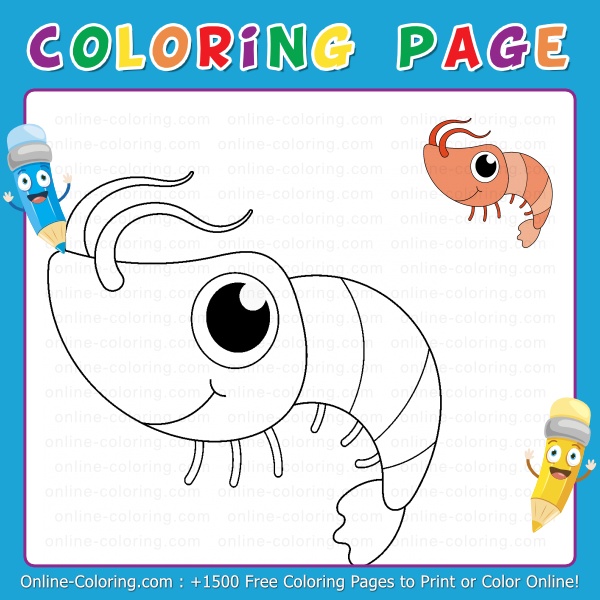 Cartoon shrimp free online coloring page