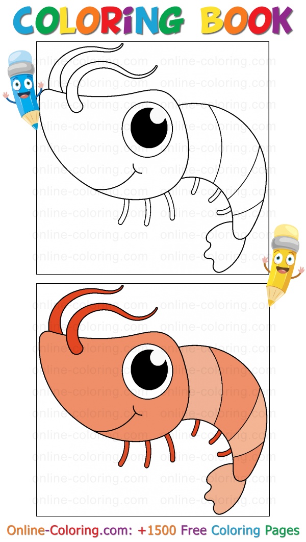 Cartoon shrimp free online coloring page