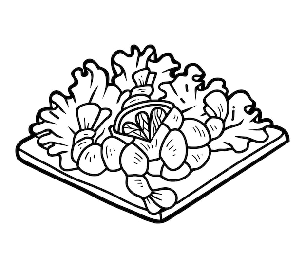 Premium vector coloring book for children shrimp salad