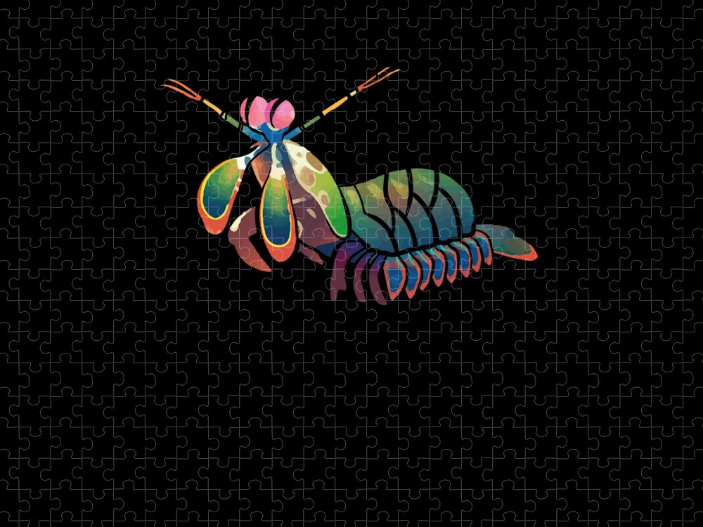 Rainbow peacock mantis shrimp colorful shrimp gift jigsaw puzzle by maximus designs