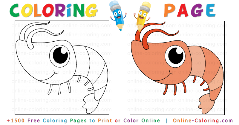 Cartoon shrimp free online coloring page