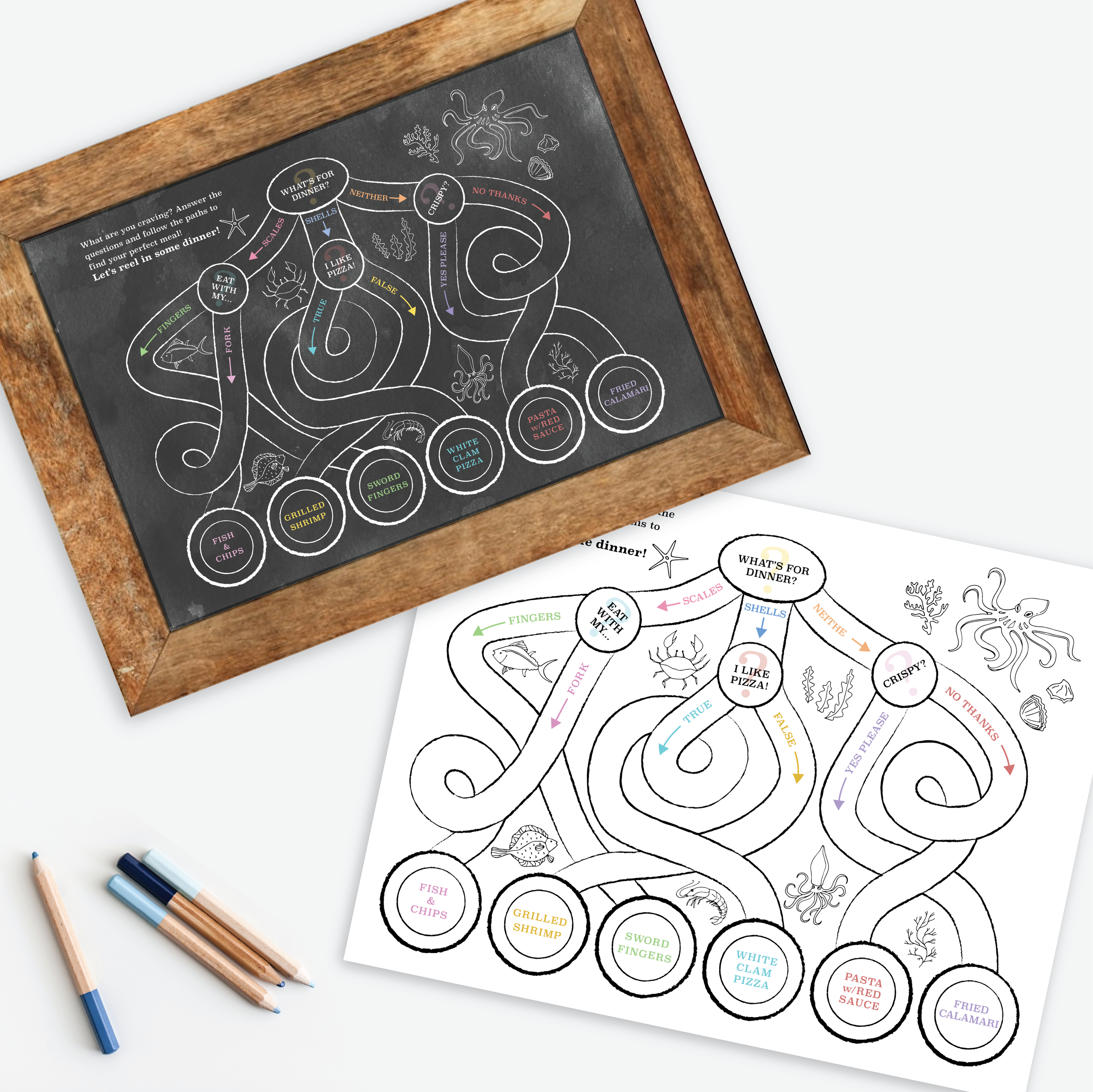 Fishing for dinner activity sheet free â scales shells