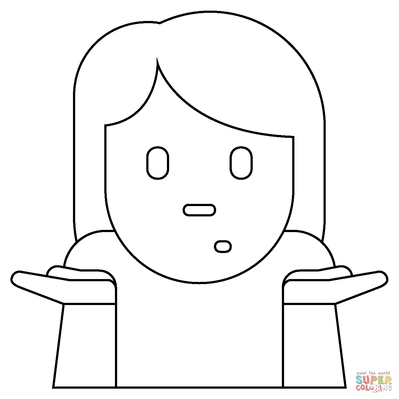 Woman shrugging emoji coloring page free printable coloring pages