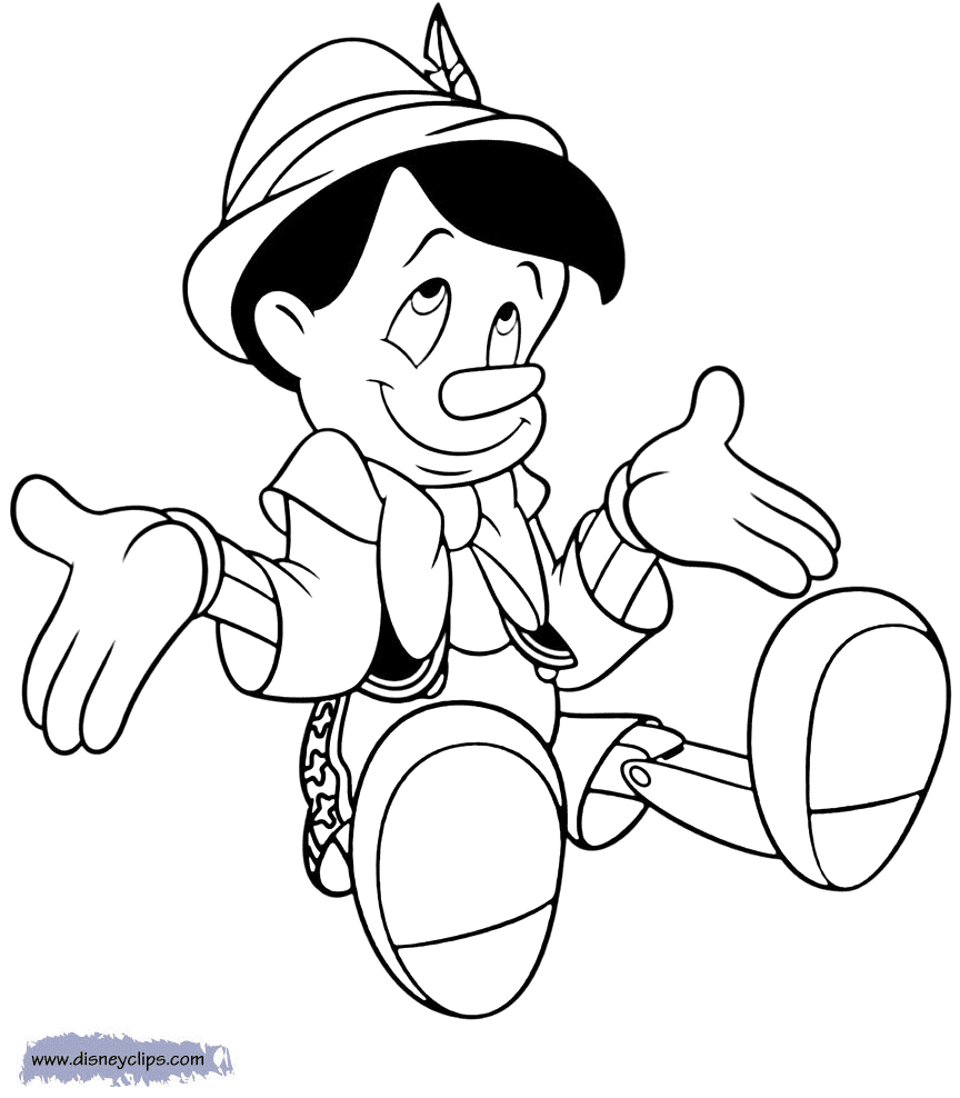 Pinocchio shrugging coloring pages