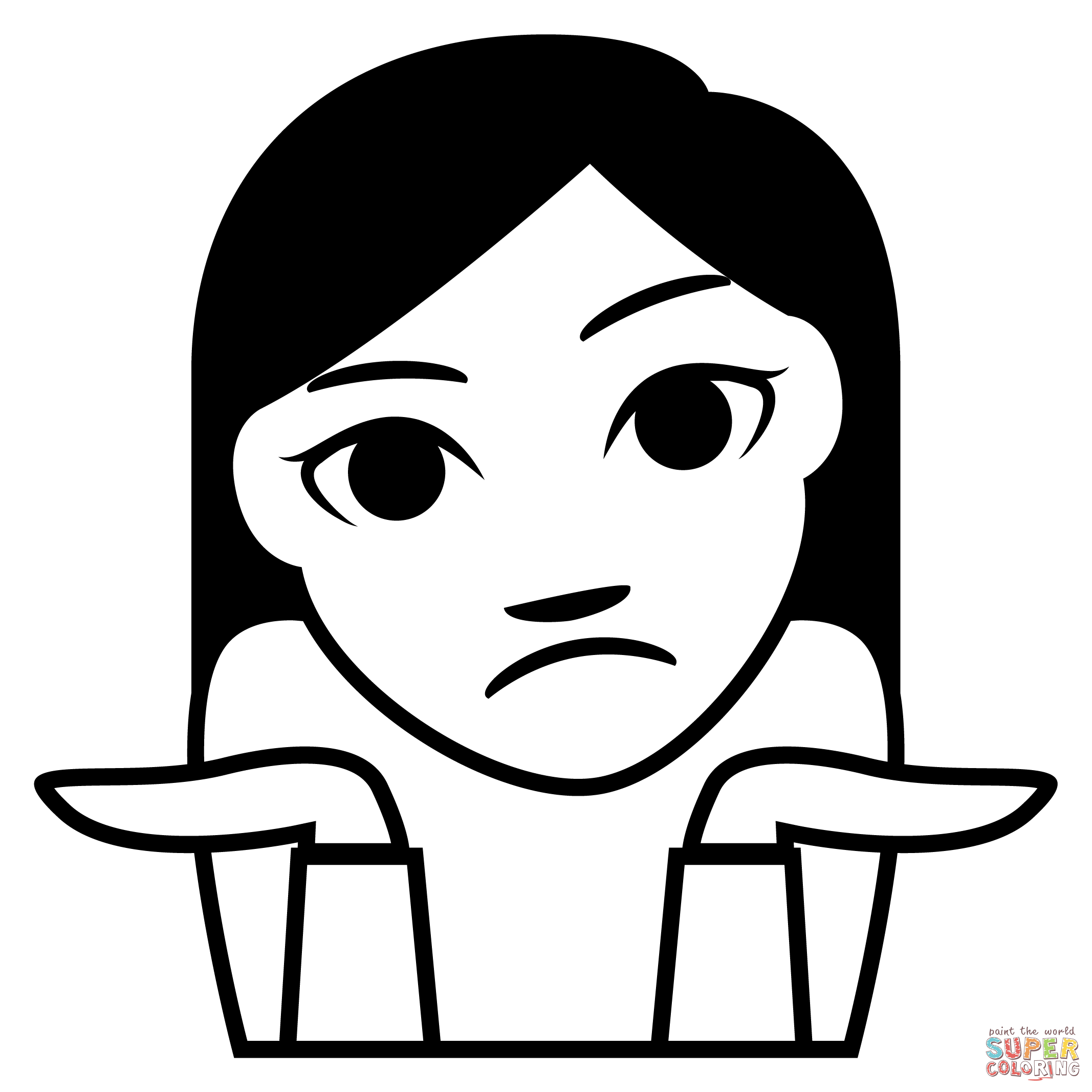 Person shrugging emoji coloring page free printable coloring pages
